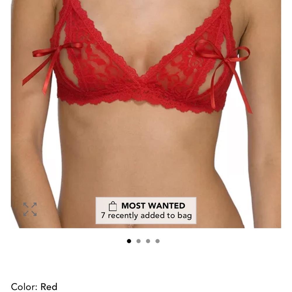Hanky Panky Red Lace Bralette with Ribbon Details
